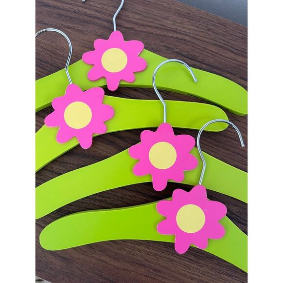 Set of 4 VTG Flower Power Kid Hangers Pink Green Girly Girl Y2K Princess Bedroom - Picture 2 of 6